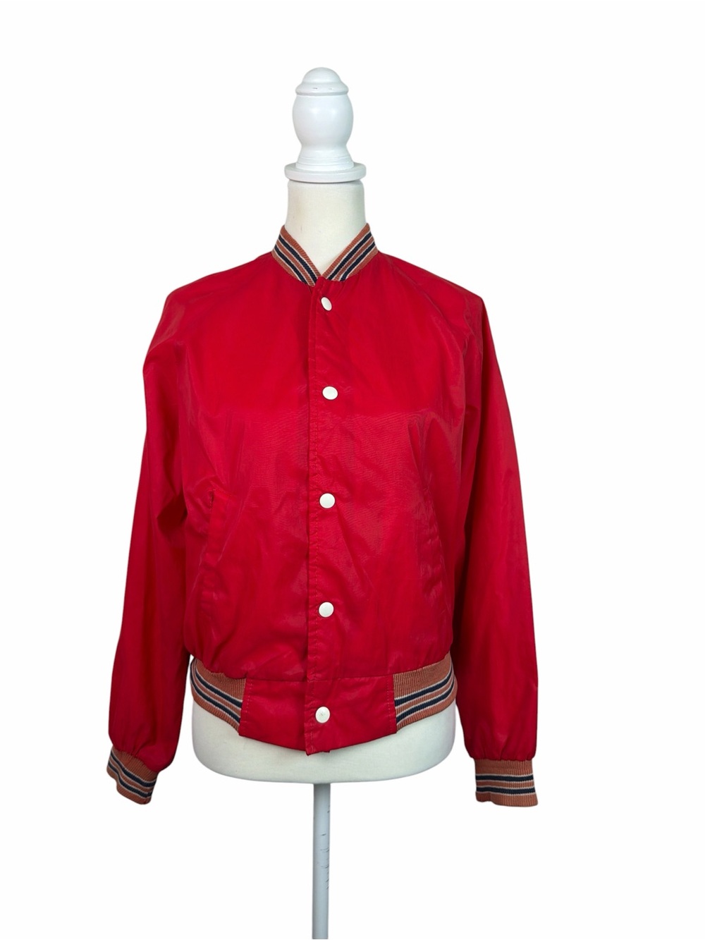 Vintage Westwind Red Nylon Varsity Bomber Jacket Made in USA 70s 80s